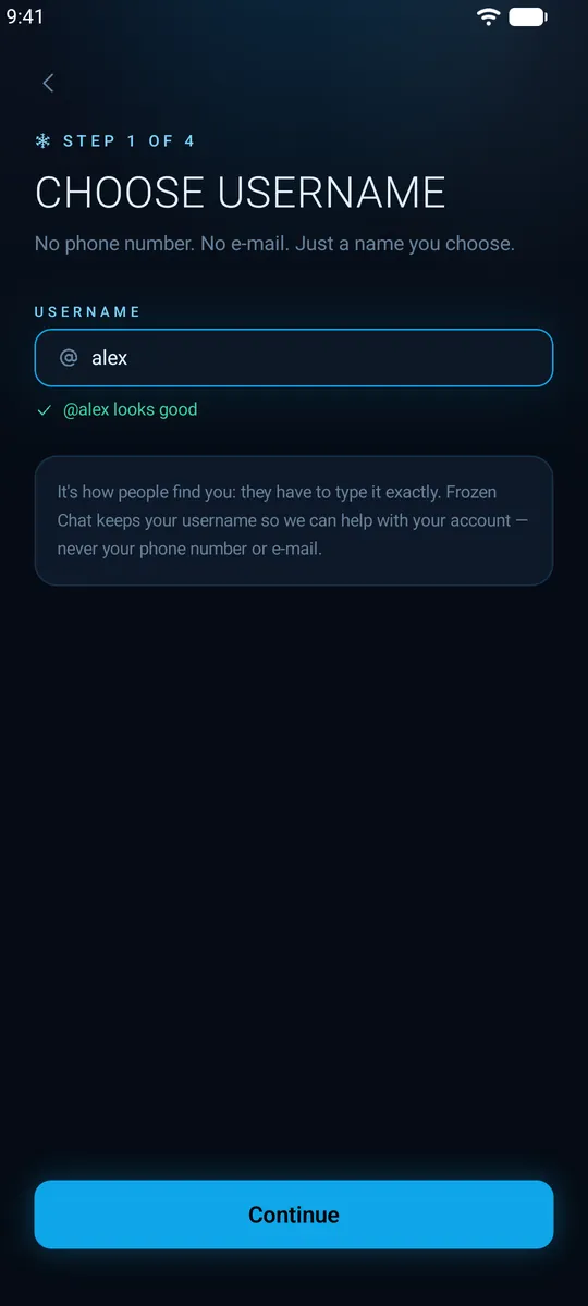 Choosing a username in Q Chat